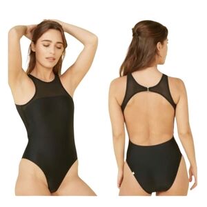 NWT Summersalt Black Mesh Free Style Open Back One Piece Swimsuit